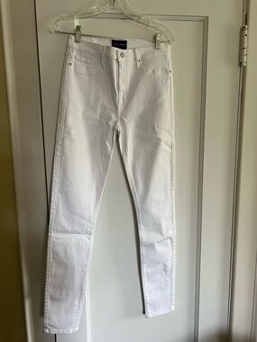 BLACK ORCHID DENIM Gisele high rise skinny with moto laser detail white -28-NWT!
